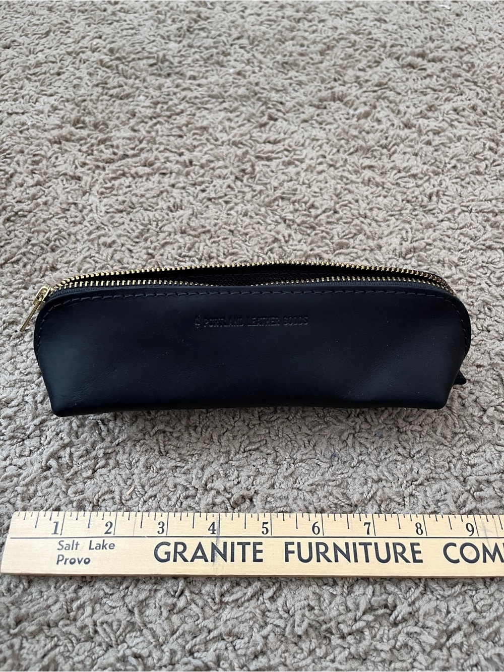 Portland Leather Black Leather Zip Pouch
